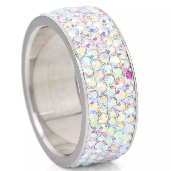 Stainless Steel Crystal Ring New - Picture 2 of 5